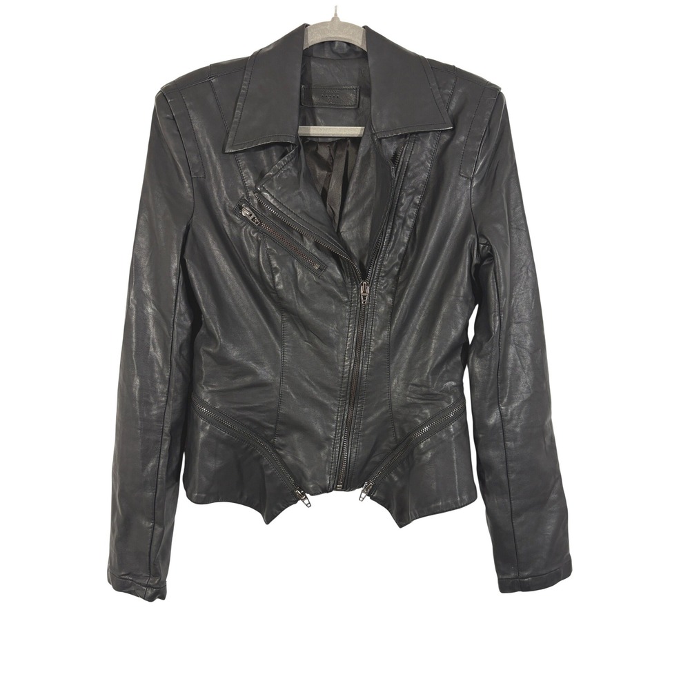BlankNYC Black Vegan Leather Asymmetrical Moto Jacket XS